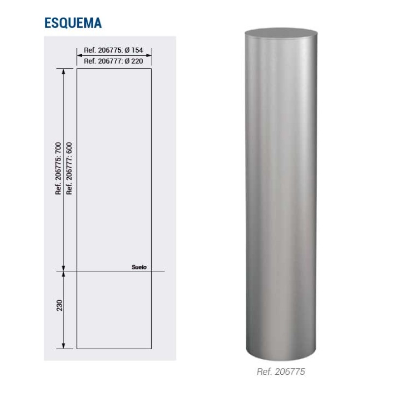 Pilona baixa EN ACER INOX 